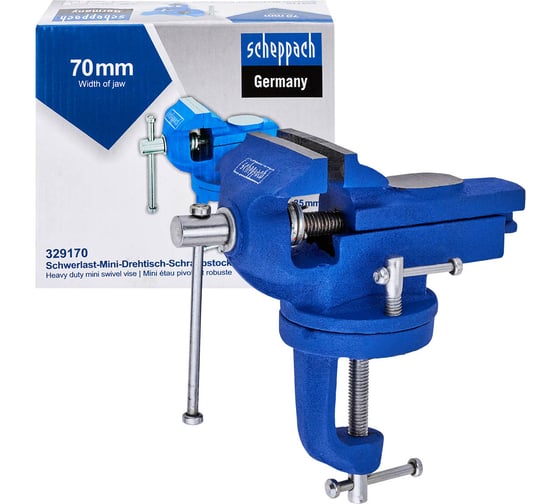 Изображение товара Тиски слесарные поворотные мини Scheppach (ширина губ - 70мм) Sch-329170(66055)