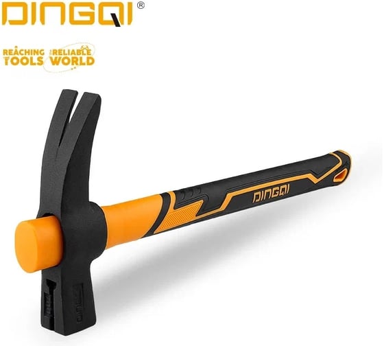 Изображение товара Молоток-гвоздодёр DINGQI 700 г, фиберглассовая двухкомпонентная ручка 32005