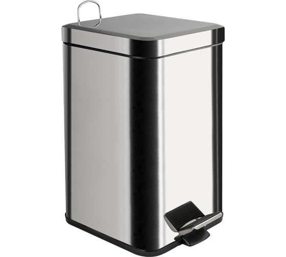 Изображение товара Ведро из нержавеющей стали САНАКС с педалью, квадратное, 12 литров, хром 10812