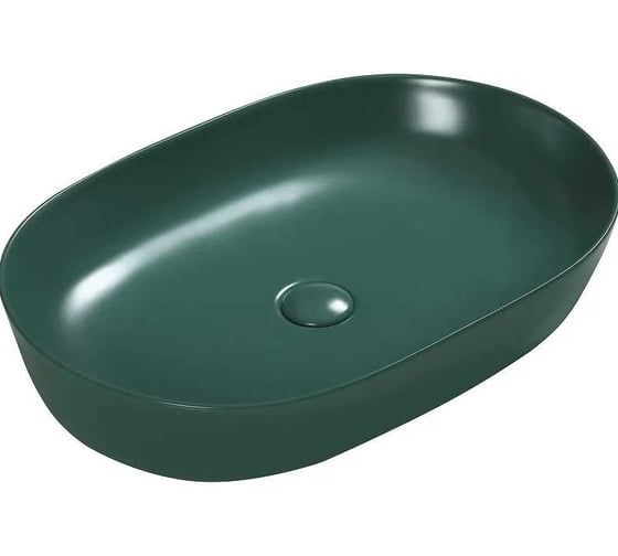 Изображение товара Раковина накладная Santi Line зелёная матовая, донный клапан в комплекте SL-1017G