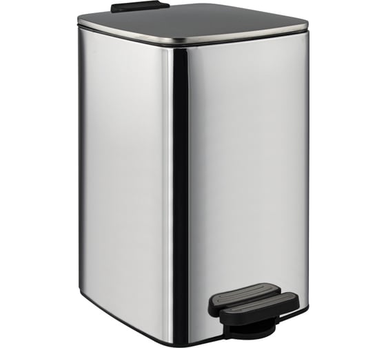 Изображение товара Ведро из нержавеющей стали САНАКС с педалью, квадратное, 16 литров, крышка микролифт, хром 10816-X