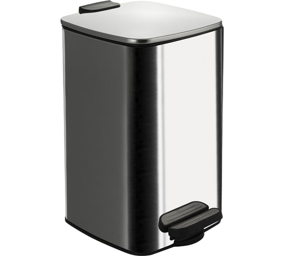 Изображение товара Ведро из нержавеющей стали САНАКС с педалью, квадратное, 8 литров, крышка микролифт, хром 10838