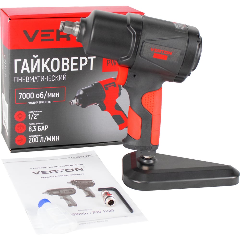 Изображение товара Пневматический гайковерт VERTON Air PW1020 1020 Нм, удар, регулировка, 1/2 дюйма