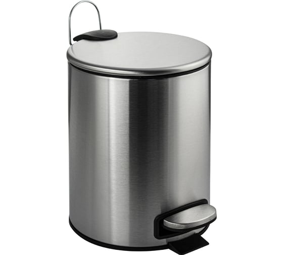 Изображение товара Ведро из нержавеющей стали САНАКС с педалью, круглое, 5 литров, плоская крышка микролифт, сатин 10500