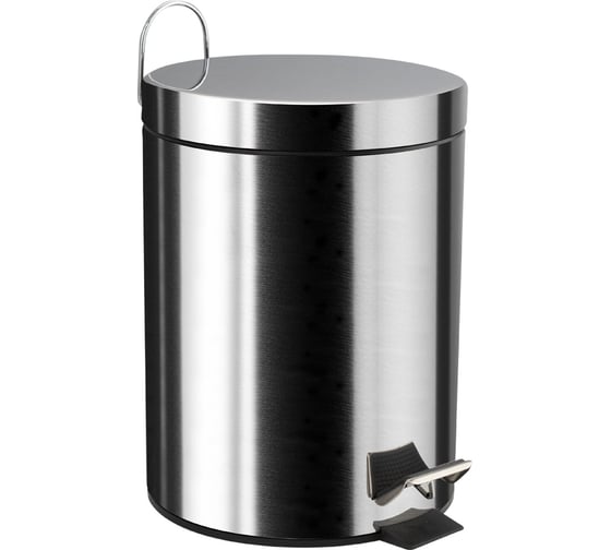 Изображение товара Ведро из нержавеющей стали САНАКС с педалью, круглое, 5 литров, крышка микролифт, хром 105-P