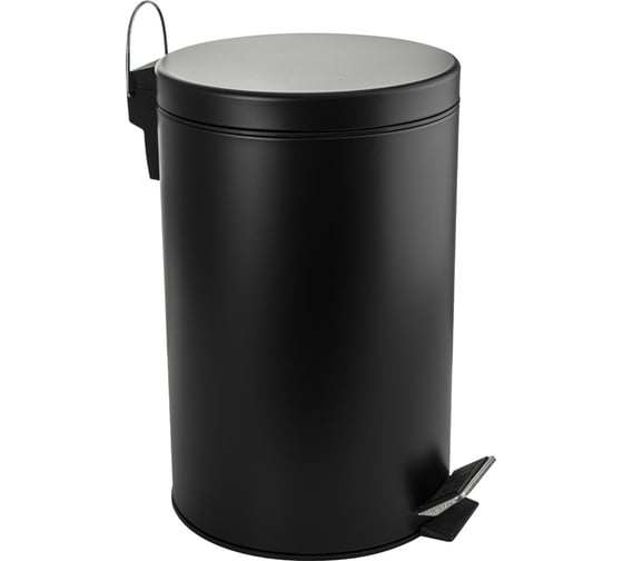 Изображение товара Ведро из нержавеющей стали САНАКС с педалью, круглое, 12 литров, черное 2412