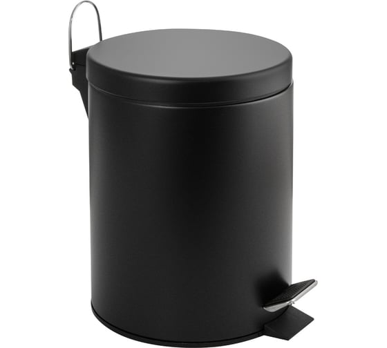 Изображение товара Ведро из нержавеющей стали САНАКС с педалью, круглое, 5 литров, черное 2405