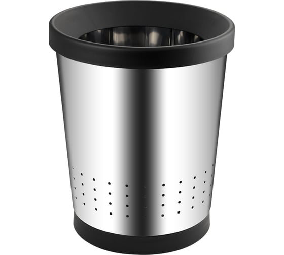 Изображение товара Ведро круглое САНАКС офисное, 12 л, перфорированное, без крышки, нержавеющая сталь SUS 410, хром 1605