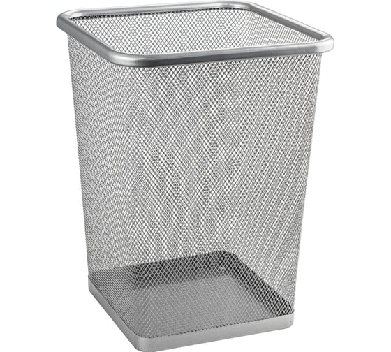 Изображение товара Ведро квадратное САНАКС 10 л, сетчатое, офисное, без крышки, нержавеющая сталь SUS 410, серое 414