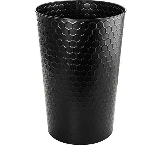 Изображение товара Ведро круглое САНАКС 15 л, с ромбическим рисунком, офисное, без крышки, нержавеющая сталь SUS 410, черное 42115