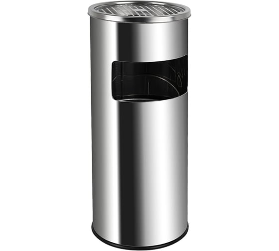 Изображение товара Урна с пепельницей САНАКС круглая, из нержавеющей стали SUS 410, D-25см, L-60см, 26л, с металлическим ведром 12л, хром 4018