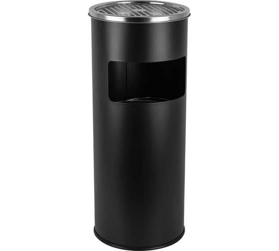 Изображение товара Урна с пепельницей САНАКС круглая, из нержавеющей стали SUS 410, D-25см, L-60см, 26л, с металлическим ведром 12л, черное 4019