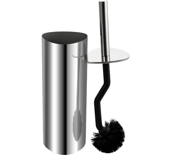 Изображение товара Ёрш для унитаза САНАКС напольный, треугольный, ПРЕМИУМ, с ИЗОГНУТЫМ ЁРШИКОМ, из нержавеющей полированной стали 1017