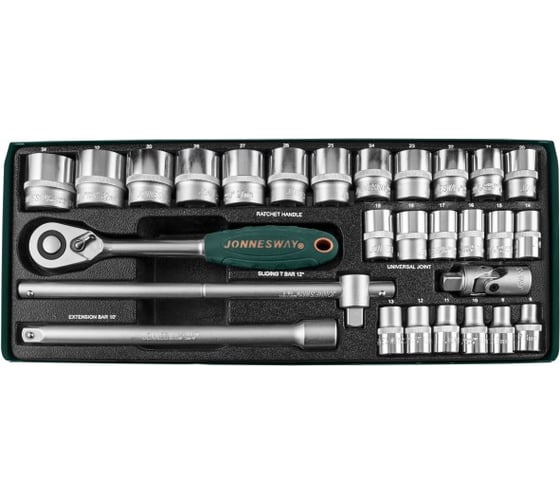 Изображение товара Набор торцевых головок 1/2"DR 8-34 мм Jonnesway S04H4728S