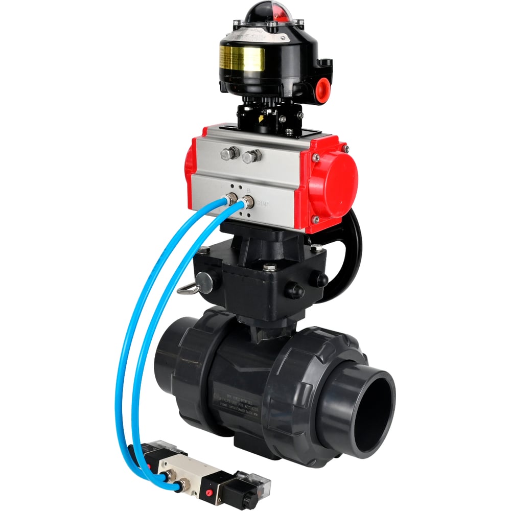 Изображение товара Кран шаровой НПВХ-НПВХ-E-FP-GRM-ISO Ду25 Ру10 с пневмоприводом