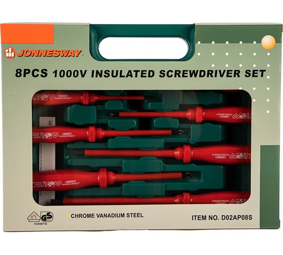 Изображение товара Набор диэлектрических отверток SL 0,4х2,5х85-1,2х6,5х150 и PH Jonnesway D02AP08S