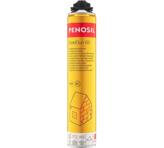 Изображение товара Пена монтажная профессиональная с увеличенным выходом Penosil GoldGun 65, 875 мл A1639Z