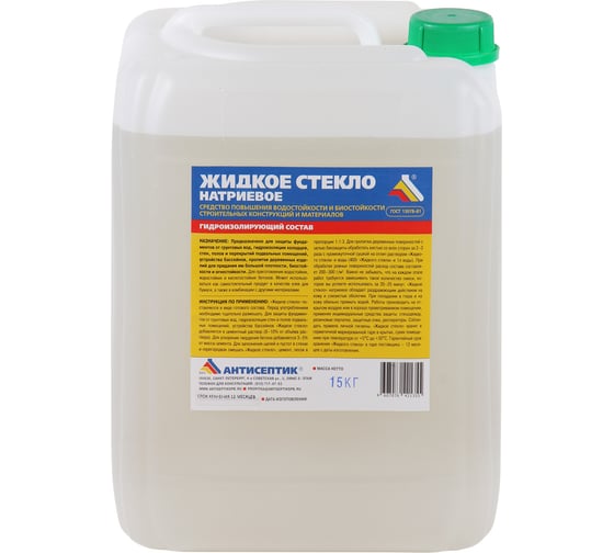 Изображение товара Жидкое стекло ЗАО "Антисептик" в канистре 15 кг 00-00005135