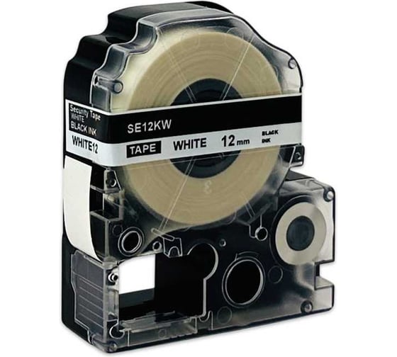 Изображение товара Картридж с лентой МАРКЕРПРОМ SE12KW к принтерам Epson Labelworks, черный на белом, контроль вскрытия-шахматка, 12мм х 8 м mprlc4skw