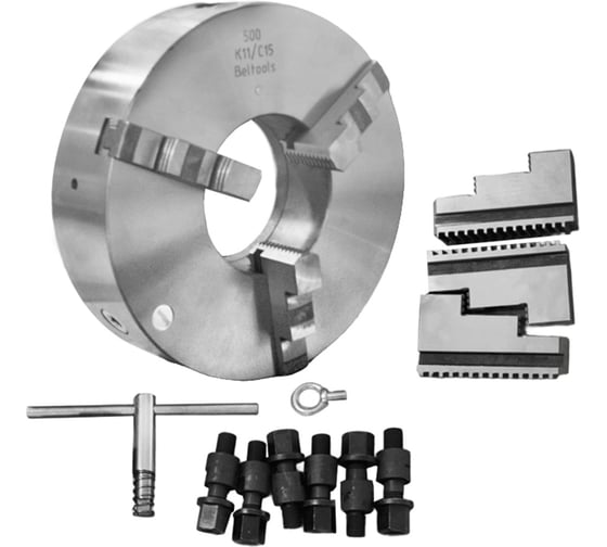 Изображение товара Патрон токарный 500-ПТ 3-x кулачковый К11/С15 (посадка конус 15=285,775) с обратными кулачками Beltools ri.262.194