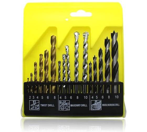 Изображение товара Набор сверл по металлу, дереву и бетону Альфадиск от 2 до 10 мм 542838