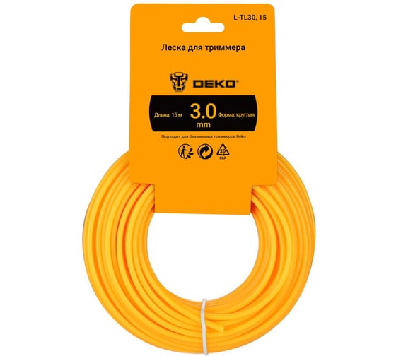Изображение товара Леска для триммера DEKO L-TL30 круг 3.0мм, намотка 15м 084-2028