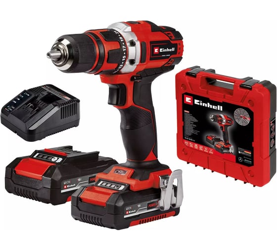 Изображение товара Дрель аккумуляторная Einhell PXC TE-CD 18/40-1 Li, 18В,40Нм,патрон 13мм,2x2,0Ач,кейс 4514228