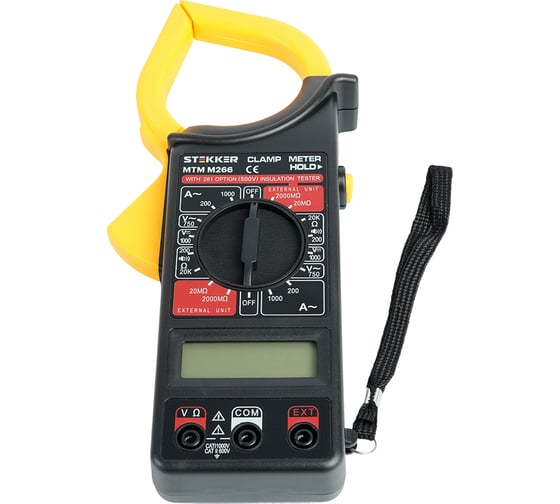 Изображение товара Клещи токоизмерительные STEKKER MTM M266 1999 отсчетов, батарея крона, ручна 49996
