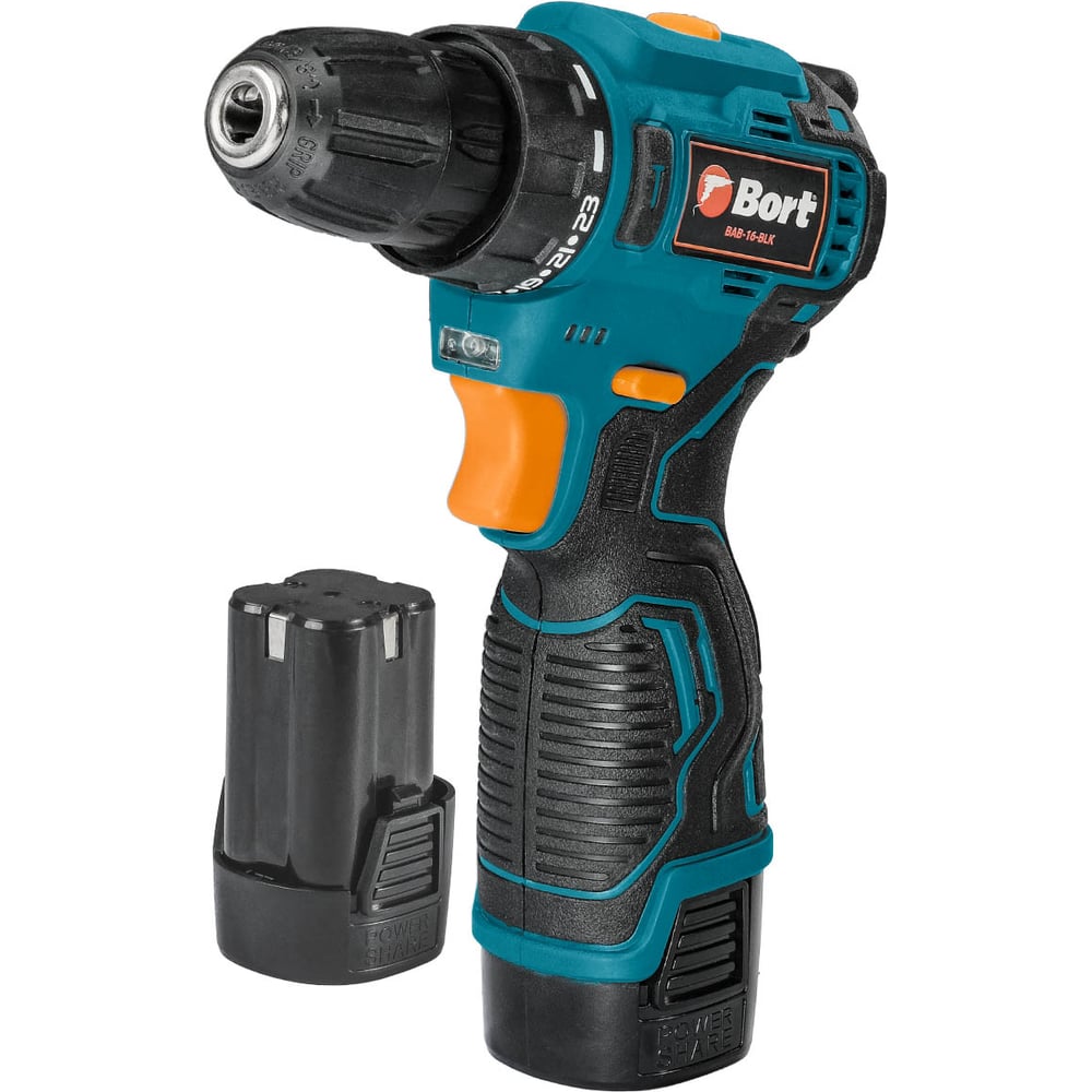 Изображение товара Аккумуляторная дрель-шуруповерт BORT BAB-16-BLK 16.8В 2Акк 2Ач бесщеточный