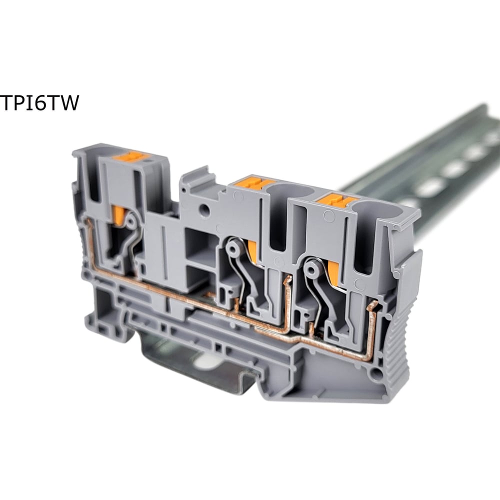 Клемма Провенто push-in проходная 3 контакта 6 мм2, серая TPI6TW