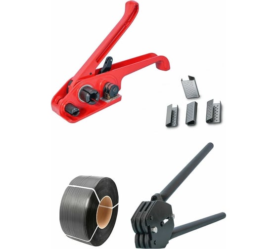 Изображение товара Набор ПАРТНЕРПАК ПРОФИ 12-13 мм натяжитель + клещи + лента пп + скрепа 500 шт, ВИ-2454/ПРОФИ12-13