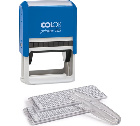 Изображение товара Самонаборный штамп Colop Printer, 10/ 8 строк с рамкой, 2 кассы 55 SET- F син