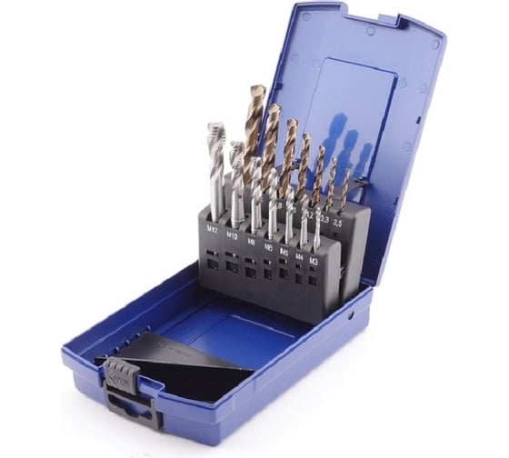 Изображение товара Набор машинных метчиков GSR From RSP35 HSSE DIN371/376 M3-M10/M12 Silver 14 предметов BRB09100300