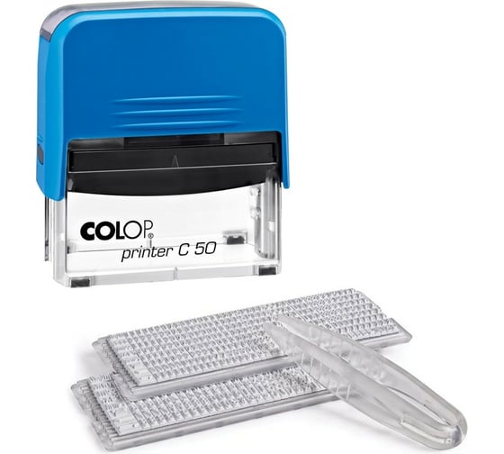 Изображение товара Самонаборный штамп Colop Printer пластмассовый, 8 строк 2 кассы, рамка C50-SET F син