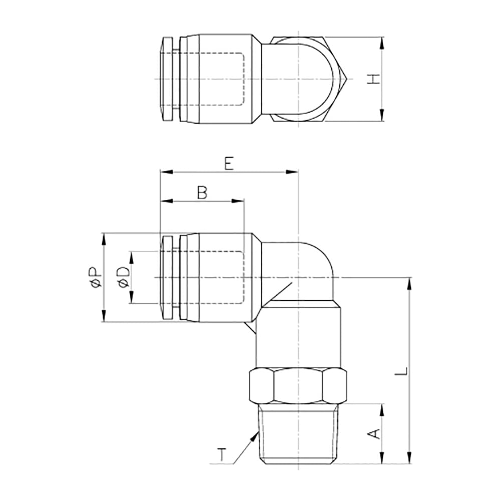 L-образный фитинг CDC Pneumatics PL 04M5