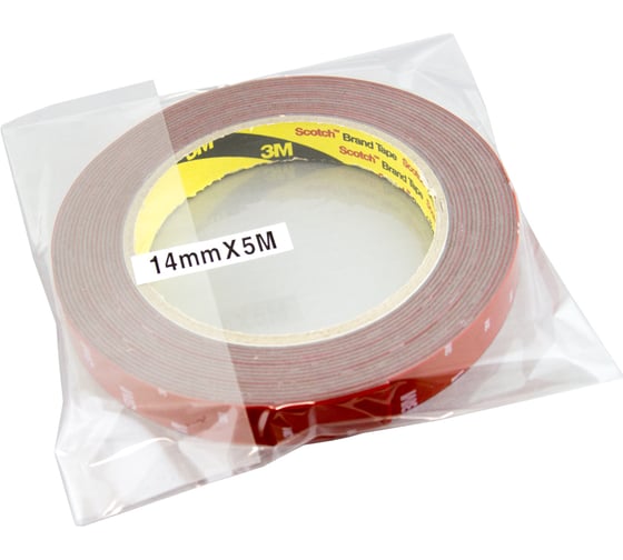 Изображение товара Оригинальный серый двусторонний скотч MTF Light 3M TAPE(ACRYL) 14мм х 5м красная подложка 3M14X500R