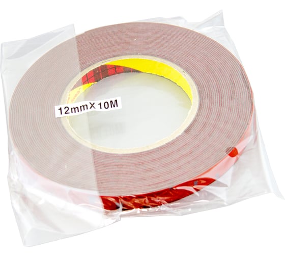 Изображение товара Оригинальный серый двусторонний скотч MTF Light 3M TAPE(ACRYL) 12мм х 10м красная подложка 3M12X1000R