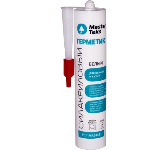 Изображение товара Силакриловый санитарный герметик MASTERTEKS Profimaster 9612869, 290 мл, белый 276505