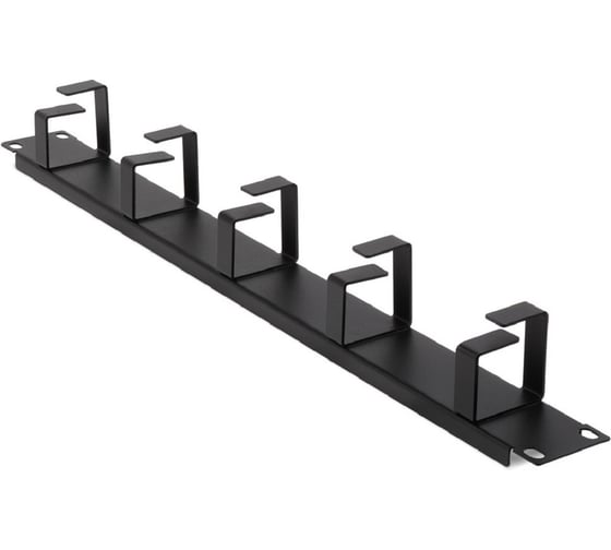 Изображение товара Организатор кабельный горизонтальный ONTEK крепление 19 1U, 5 колец глубиной 45мм, металл, черный RAL 9005 CO1U5/45-9005