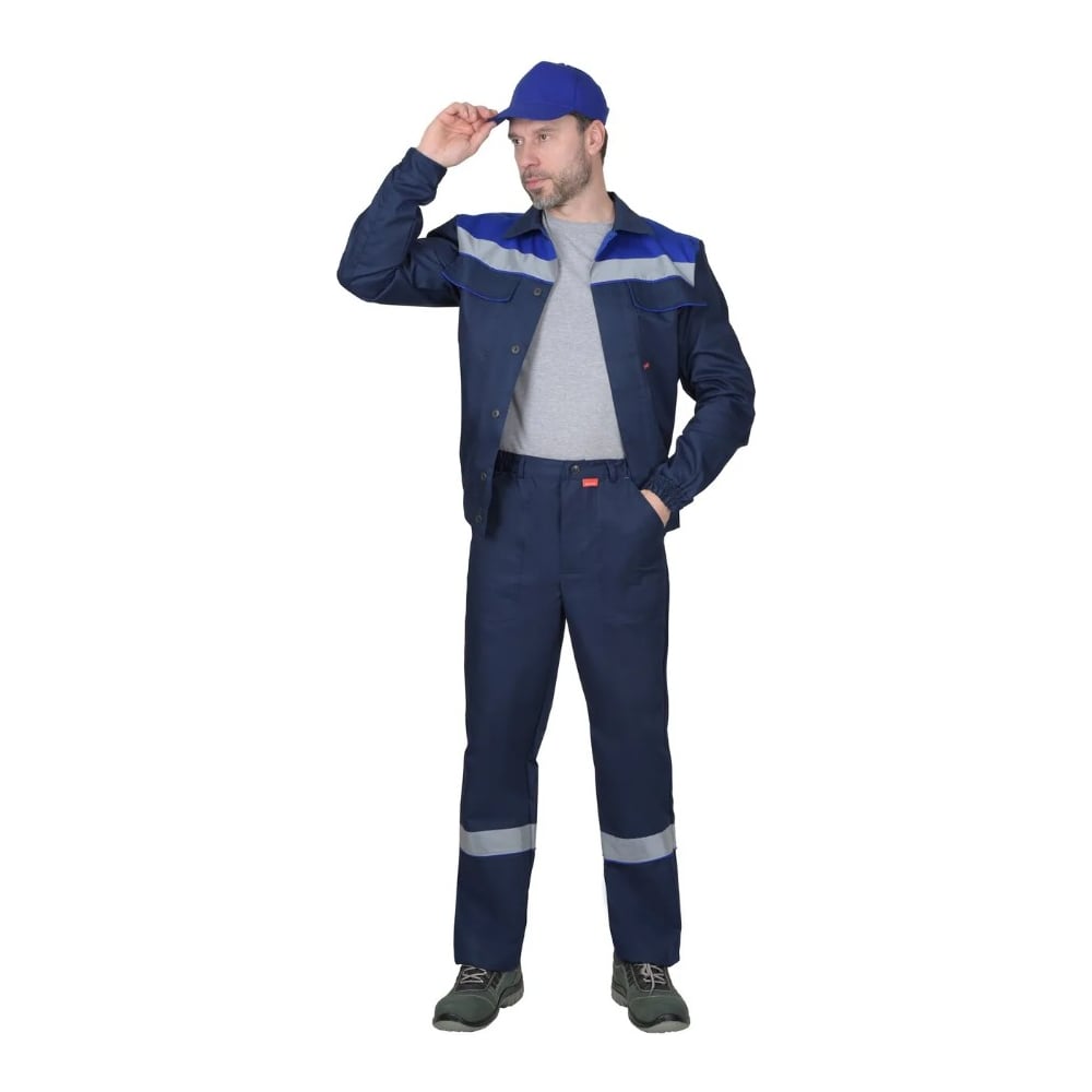 Изображение товара Мужской летний костюм СИРИУС МАСТЕР коричневая куртка и синие брюки 96-100