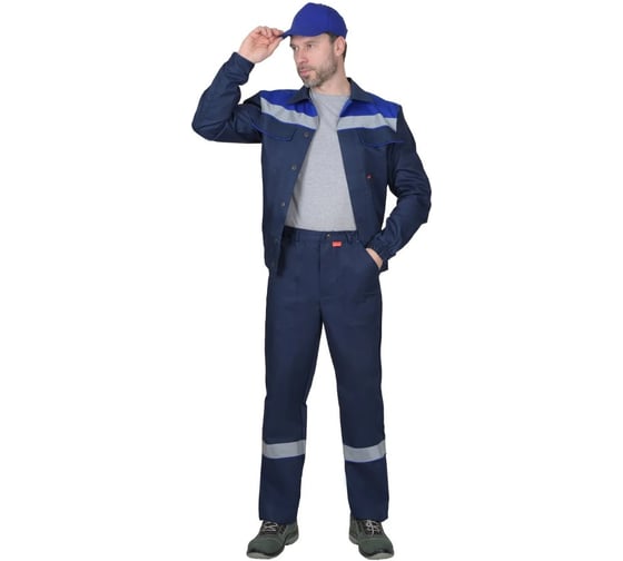 Изображение товара Костюм СИРИУС МАСТЕР летний: куртка кор., брюки темно-синий с васильковым р. 96-100/170-176 117591