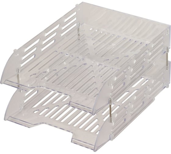 Изображение товара Лоток горизонтальный для бумаг Attache 2шт, на металлических стержнях, прозрачный 1603686