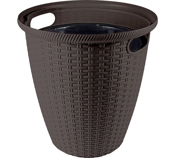 Изображение товара Кашпо напольное Ingreen Rattan с внутренним горшком, 30 л, горький шоколад 220273