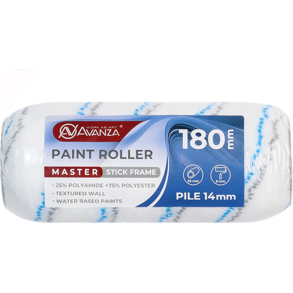 Изображение товара Малярный валик Avanza 180 мм с ворсом 14 мм полиамид/полиэстер