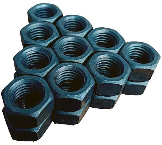 Изображение товара Гайка 23 Болта, М10, высокопрочная, черная, к.п.12.9, ГОСТ 5927,10 шт. гкп129934ч10ф10
