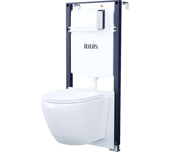Изображение товара Комплект 3 в 1 IDDIS подвесной унитаз, инсталляция и клавиша смыва белая, Basic BASB030i73
