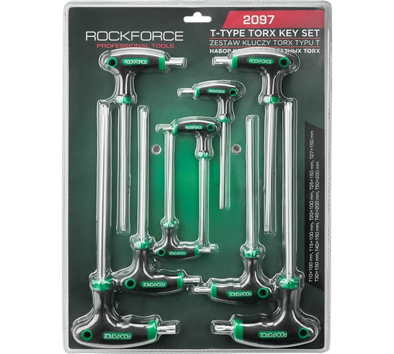 Изображение товара Ключи T-образные Rockforce TORX, 9 предметов RF-2097(65817)