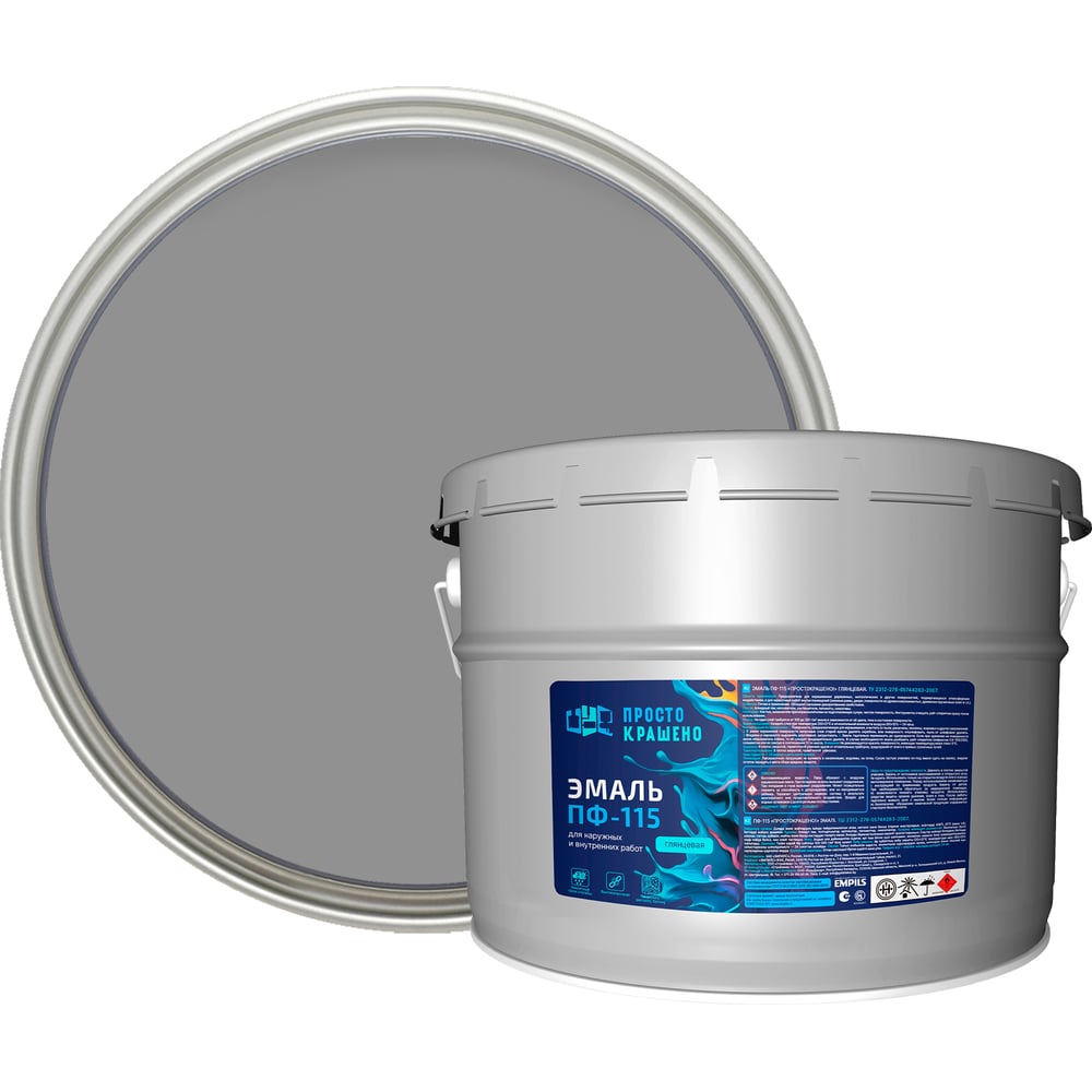 Изображение товара Эмаль Простокрашено! ПФ-115 серая, 10кг
