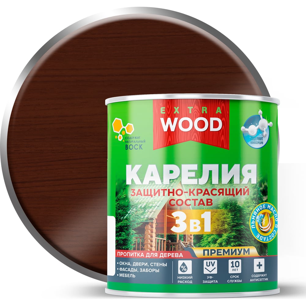Изображение товара Защитно-красящий состав 3в1 Farbitex орегон для древесины 0.75 л