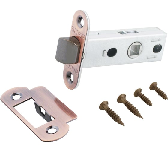 Изображение товара Защелка Аллюр L45-8-R18 AC (старая медь; овальная торцевая планка 18 мм; без ручек) 11575